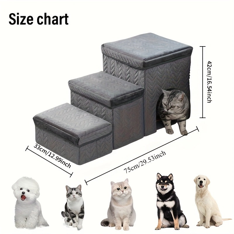 Escada Pet Dobrável – Para Cães | Escada Grande de Subida para Sofá, Cama ou Laterais da Cama | Leve, Prática e Fácil de Guardar
