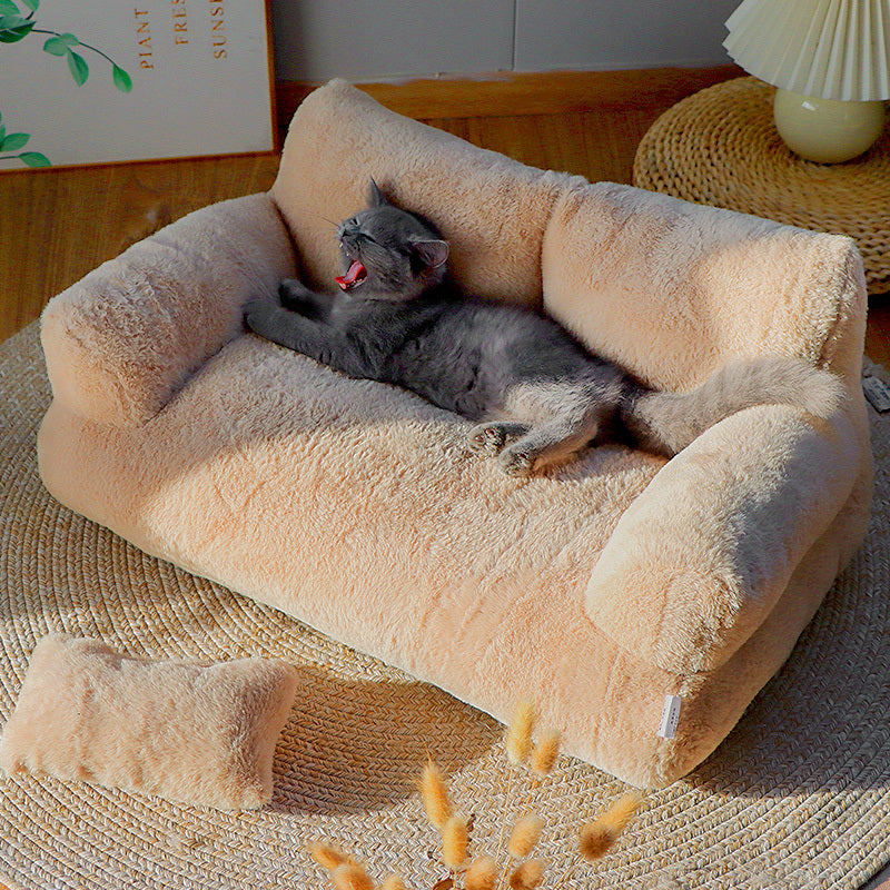 Sofá Confortável Cinza para Pets, Ideal para Gatos e Cães Pequenos - Cama Desmontável, Sofá para Todas as Estações com Capa de Poliéster Macio e Enchimento de Fibra de Polipropileno, 55x38x20cm, Ideal para Relaxamento em Casa, Sofá para Cães.
