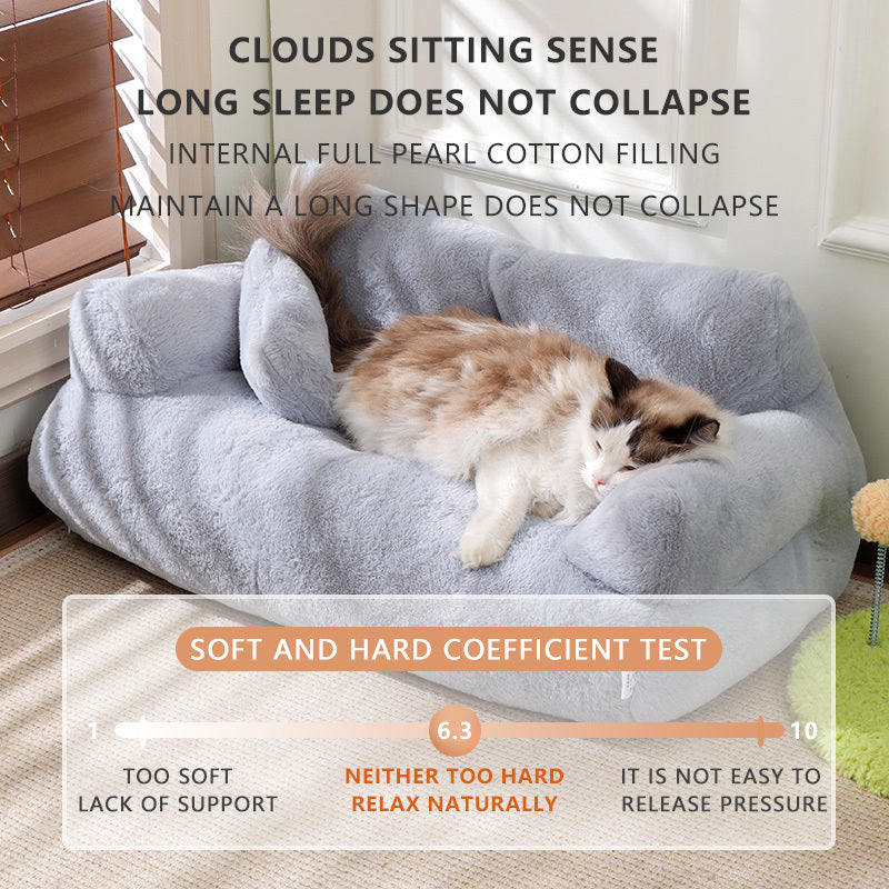 Sofá Confortável Cinza para Pets, Ideal para Gatos e Cães Pequenos - Cama Desmontável, Sofá para Todas as Estações com Capa de Poliéster Macio e Enchimento de Fibra de Polipropileno, 55x38x20cm, Ideal para Relaxamento em Casa, Sofá para Cães.
