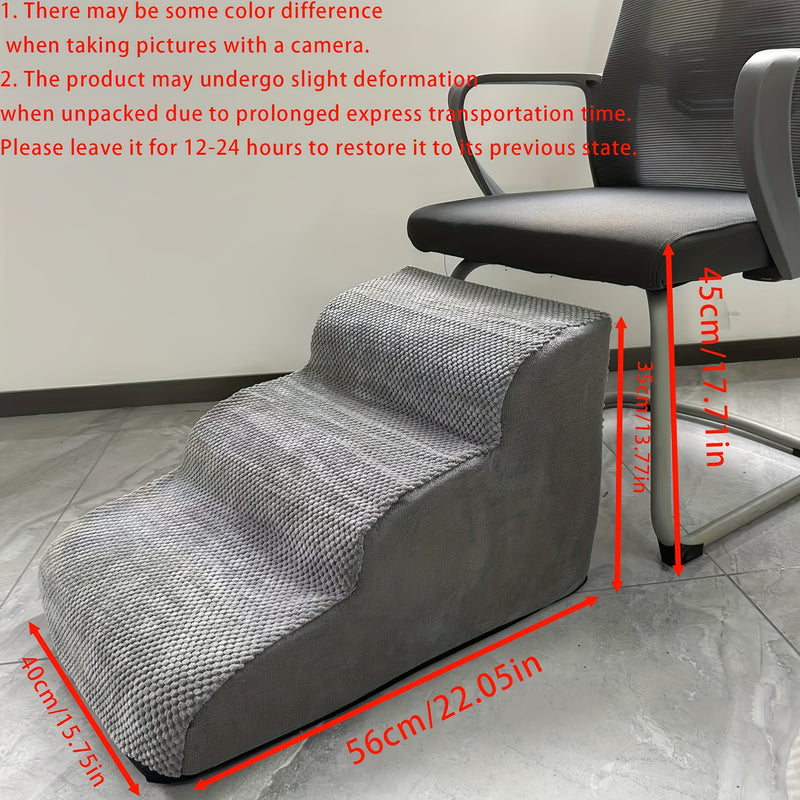 Escada Pet Curvada – Ideal para Camas e Sofás Altos | Várias Alturas Disponíveis | Degraus em Espuma Antiderrapante e Lavável | Para Cães de Pequeno Porte e Gatos