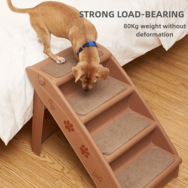 Escada dobrável para pets com ângulo reto, design fofo de patinhas e ossinhos, fácil de montar e guardar, degraus antiderrapantes para uso doméstico - ideal para sofá, cama e mais, escada para pets | escada moderna para pets | escada resistente para pets