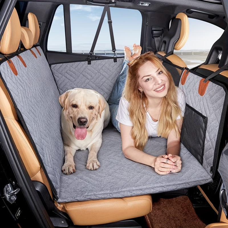 Almofada de Assento para Carro Pesada para Pets, Cama de Viagem para Cães, Cinza, Almofada de Assento para Cães no Carro, Rede de Viagem para Cães no Carro, Presente de Natal para Cães.