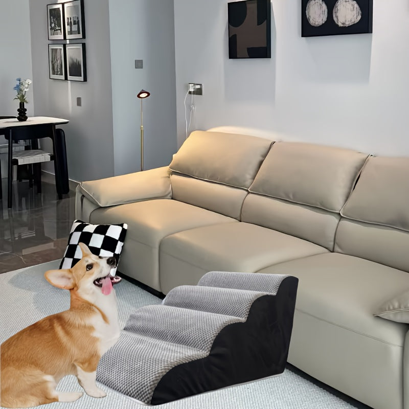 Escada de Segurança para Pets | Degraus para Cães e Gatos e Rampa para Sofá e Cama para Pets Idosos, Feridos e Necessitados de Assistência | Antiderrapante, Capa Removível e Lavável | Passagem Interna Confortável com Design de Estrelas