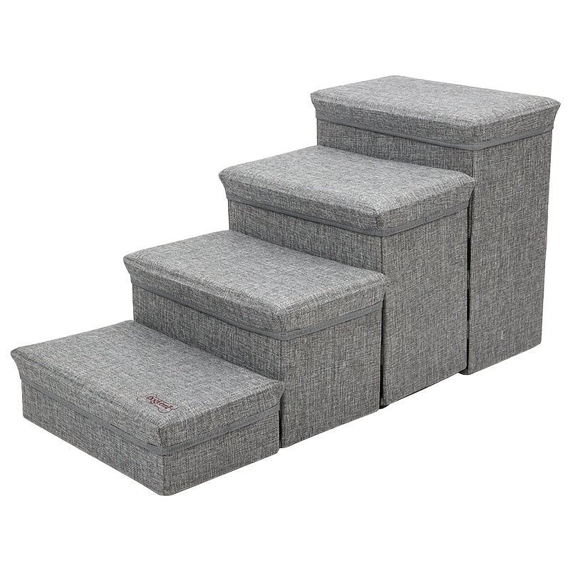 Escada Pet Dobrável com 4 Degraus e Espaço de Armazenamento | Altura de 39,8cm | Capa Impermeável e Macia | Ideal para Cães de Pequeno e Médio Porte