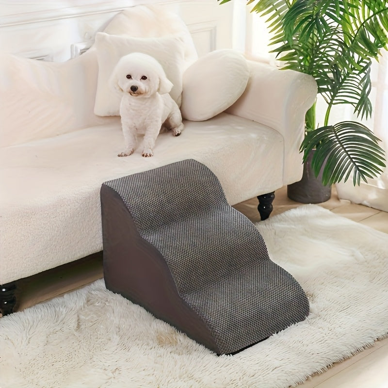 Escada Pet Curvada – Ideal para Camas e Sofás Altos | Várias Alturas Disponíveis | Degraus em Espuma Antiderrapante e Lavável | Para Cães de Pequeno Porte e Gatos