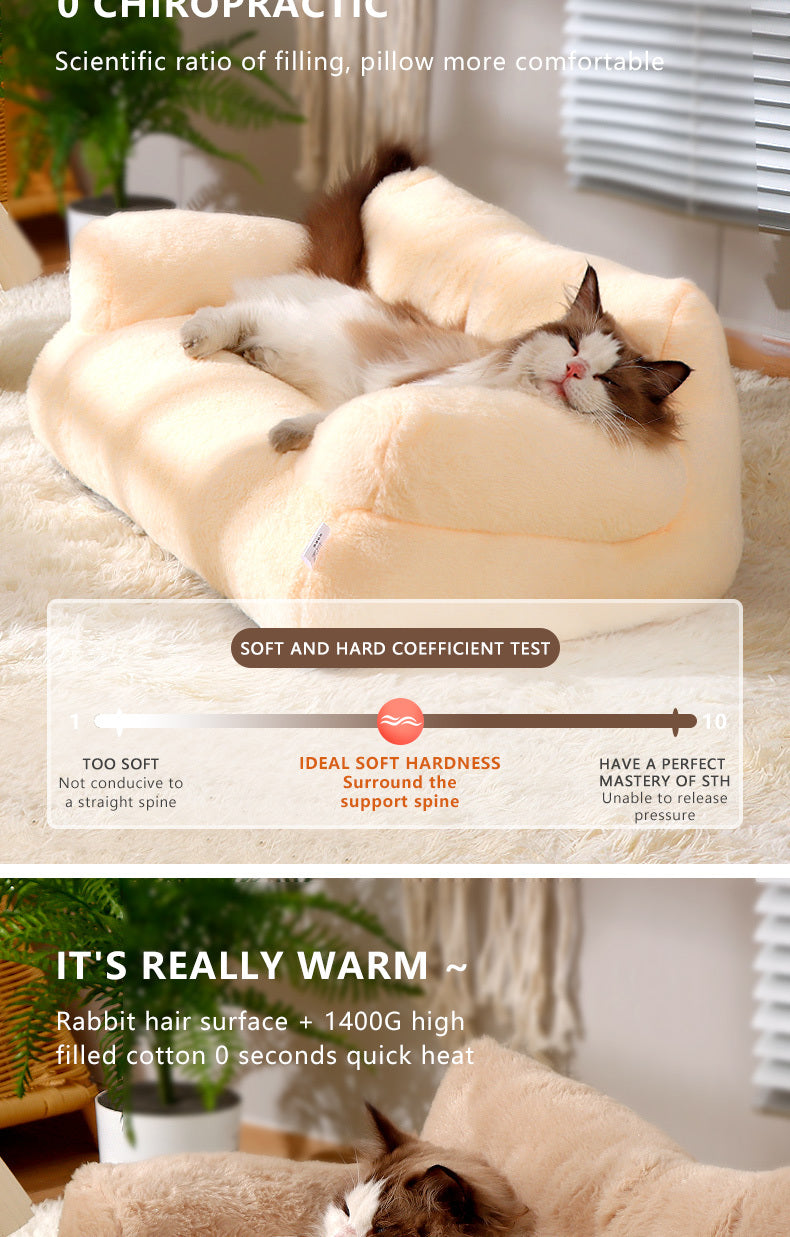 Sofá Confortável Cinza para Pets, Ideal para Gatos e Cães Pequenos - Cama Desmontável, Sofá para Todas as Estações com Capa de Poliéster Macio e Enchimento de Fibra de Polipropileno, 55x38x20cm, Ideal para Relaxamento em Casa, Sofá para Cães.