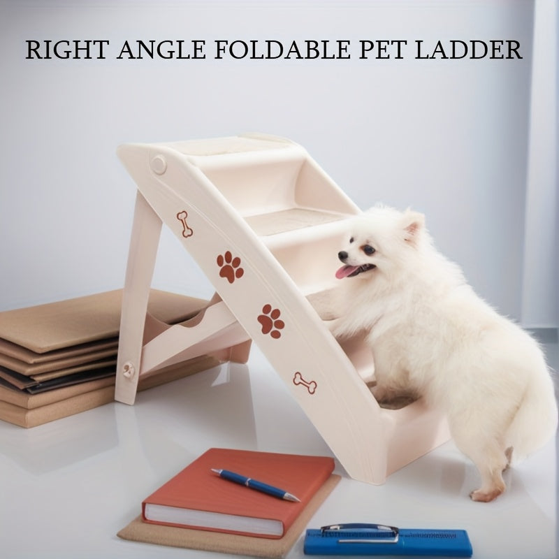 Escada dobrável para pets com ângulo reto, design fofo de patinhas e ossinhos, fácil de montar e guardar, degraus antiderrapantes para uso doméstico - ideal para sofá, cama e mais, escada para pets | escada moderna para pets | escada resistente para pets