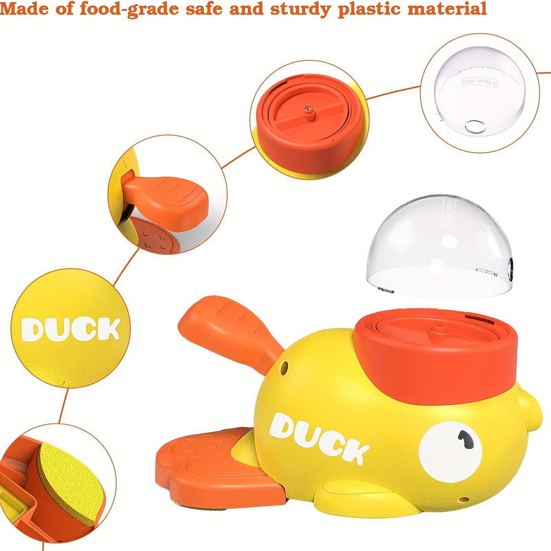 Brinquedo Interativo Dispensador de Petiscos para Cães com Botão – Comedouro Lento e Quebra-Cabeça, Design em Forma de Pato, Estimula Alimentação Saudável e Desenvolvimento Mental, Plástico Resistente.