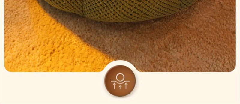 Cama Confortável para Gato em Forma de Pétala de Pelúcia -  Verde com Textura Tricotada, Enchimento de Poliéster | Cama em Forma de Pétala | Cama Confortável para Pets