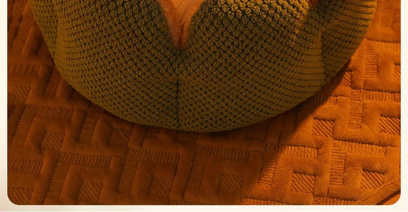 Cama Confortável para Gato em Forma de Pétala de Pelúcia -  Verde com Textura Tricotada, Enchimento de Poliéster | Cama em Forma de Pétala | Cama Confortável para Pets