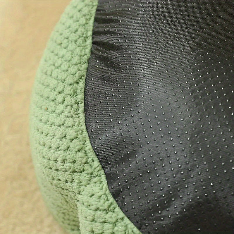 Cama Confortável para Gato em Forma de Pétala de Pelúcia -  Verde com Textura Tricotada, Enchimento de Poliéster | Cama em Forma de Pétala | Cama Confortável para Pets