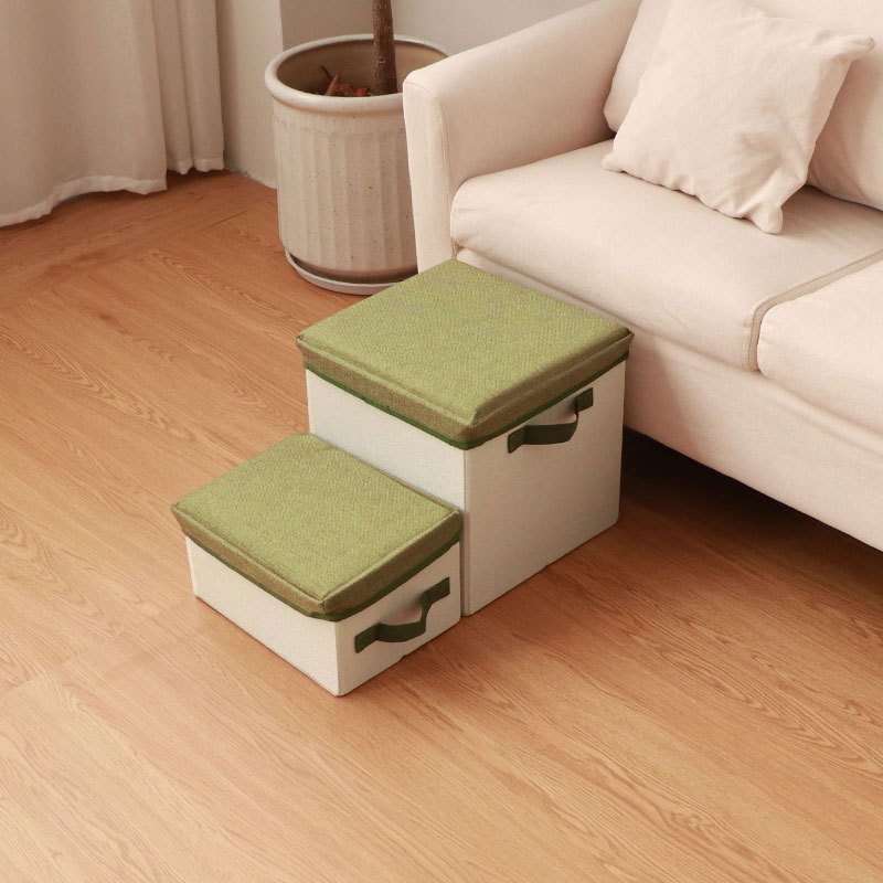 Escada Pet com 3 Degraus e Caixas Organizadoras Dobráveis | Degraus para Cães de Pequeno Porte | Ideal para Camas e Sofás