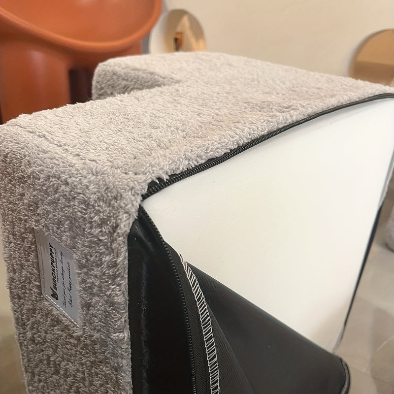Escada Pet com 2 Degraus – Para Camas e Sofás Altos | Tecido Plush Cinza, Estrutura em Espuma | Design Aconchegante para Cães e Gatos de Pequeno Porte