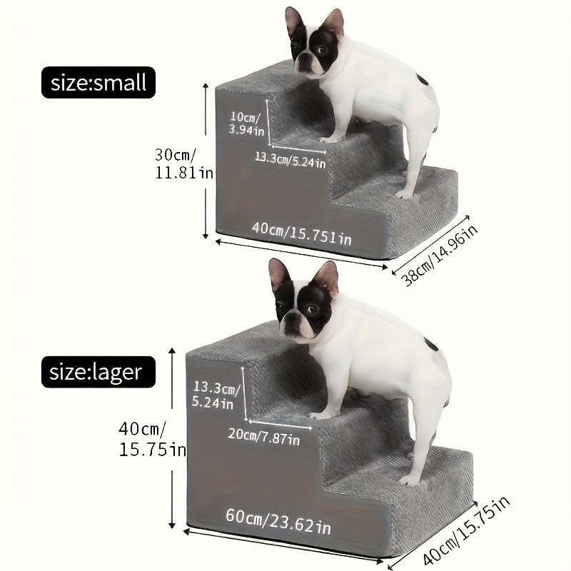 Escada Pet para Camas Altas com 4 Degraus | Disponível em 2, 3 e 4 Níveis | Degraus Antiderrapantes, Estáveis e Resistentes | Estrutura em Espuma de Alta Densidade