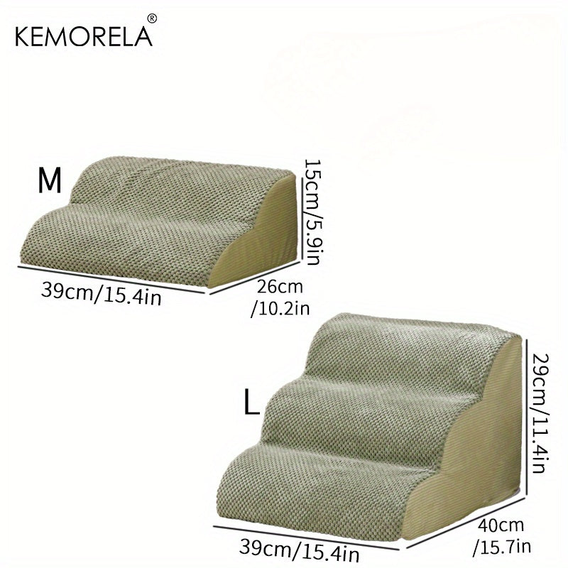 Escada Pet com 2 ou 3 Degraus | Degraus Antiderrapantes com Capa Removível e Lavável | Rampa para Cães e Gatos | Ideal para Filhotes, Pets Idosos ou em Recuperação