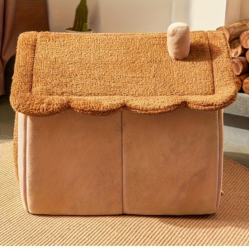 Cama Caverninha Confortável para Gatos – Lavável e Destacável, Casa Macia para Pets em Poliéster, para Aquecimento no Inverno.