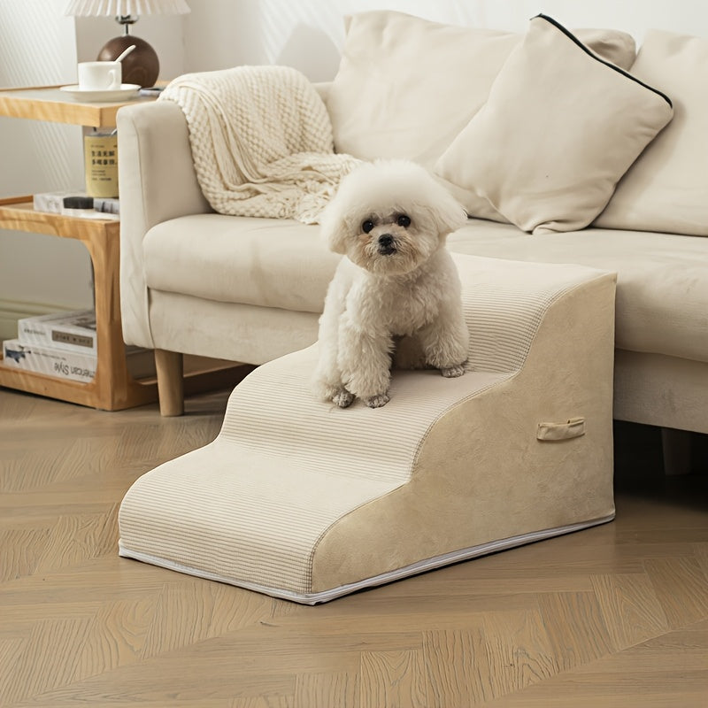 Escada Pet com 2, 3 ou 4 Degraus – Design Confortável com Estampa de Estrelas | Ideal para Cães e Gatos Idosos, Com Lesões ou Mobilidade Reduzida | Degraus em Espuma Resistente