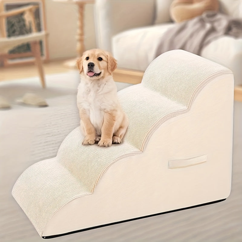 Escada Rampa para Cães e Gatos – Degraus Antiderrapantes de Espuma de Alta Densidade com Design Xadrez, Rampa Segura para Sofá, Cama ou Cômoda – Auxílio de Mobilidade Ideal para Cães e Gatos Pequenos a Médios