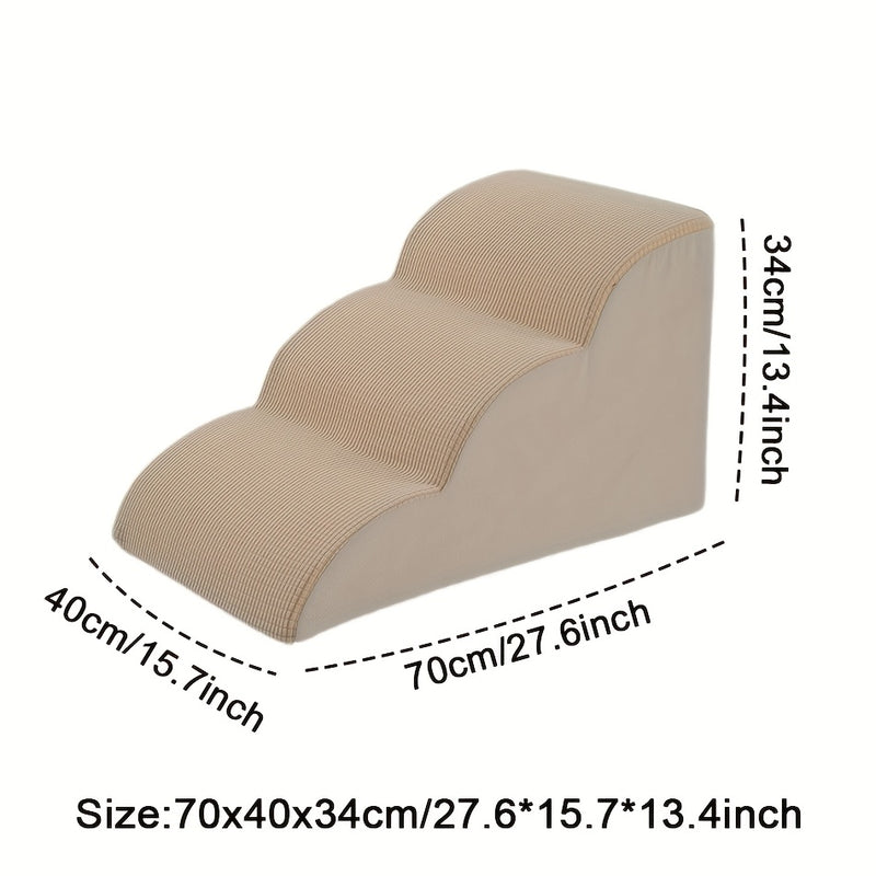 Escada rampa para cães com 3 degraus, para cães pequenos, médios e grandes – adequada para pets idosos – ideal para subir em sofás e camas, acessibilidade para sofá-cama, textura macia, material de esponja durável