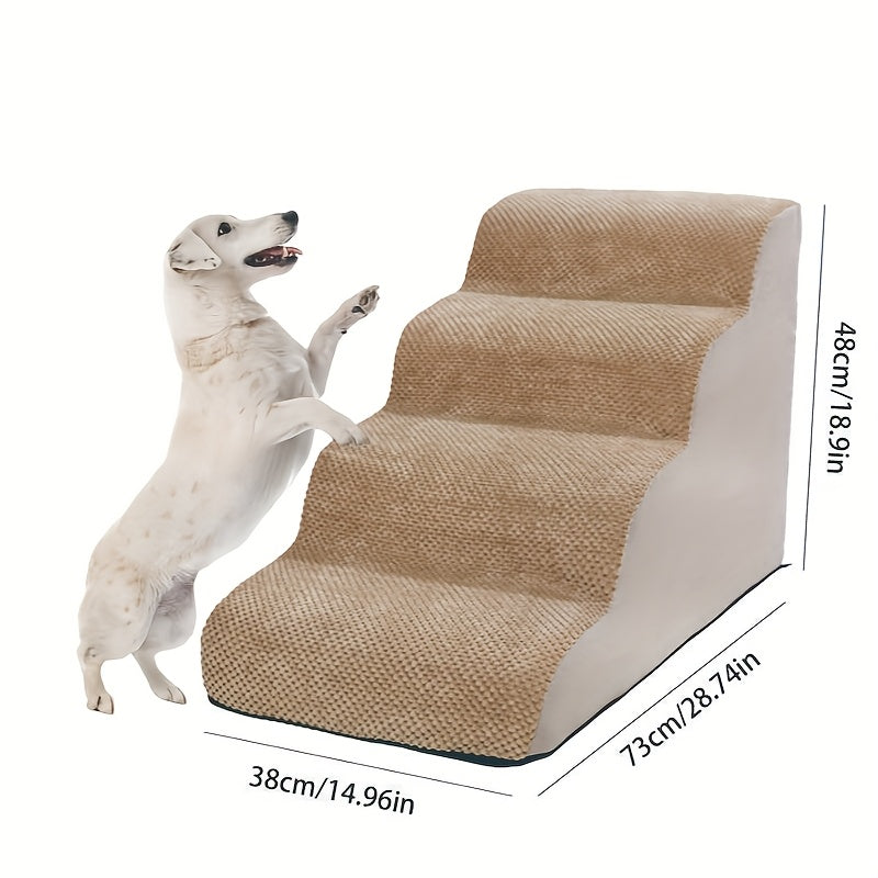 Escada Pet com 2, 3, 4 ou 5 Degraus – Para Cães e Gatos | Superfície Almofadada, Antiderrapante e Tecido Lavável | Ideal para Pets de Pequeno, Médio e Grande Porte | Acesso Fácil a Sofás e Camas