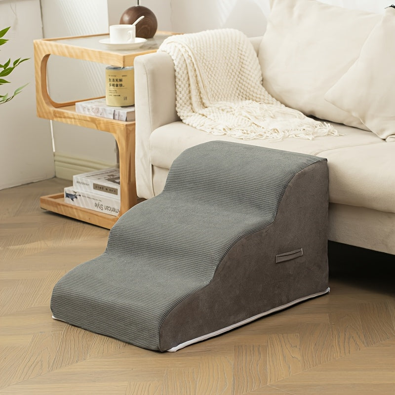 Escada Pet com 2, 3 ou 4 Degraus – Design Confortável com Estampa de Estrelas | Ideal para Cães e Gatos Idosos, Com Lesões ou Mobilidade Reduzida | Degraus em Espuma Resistente