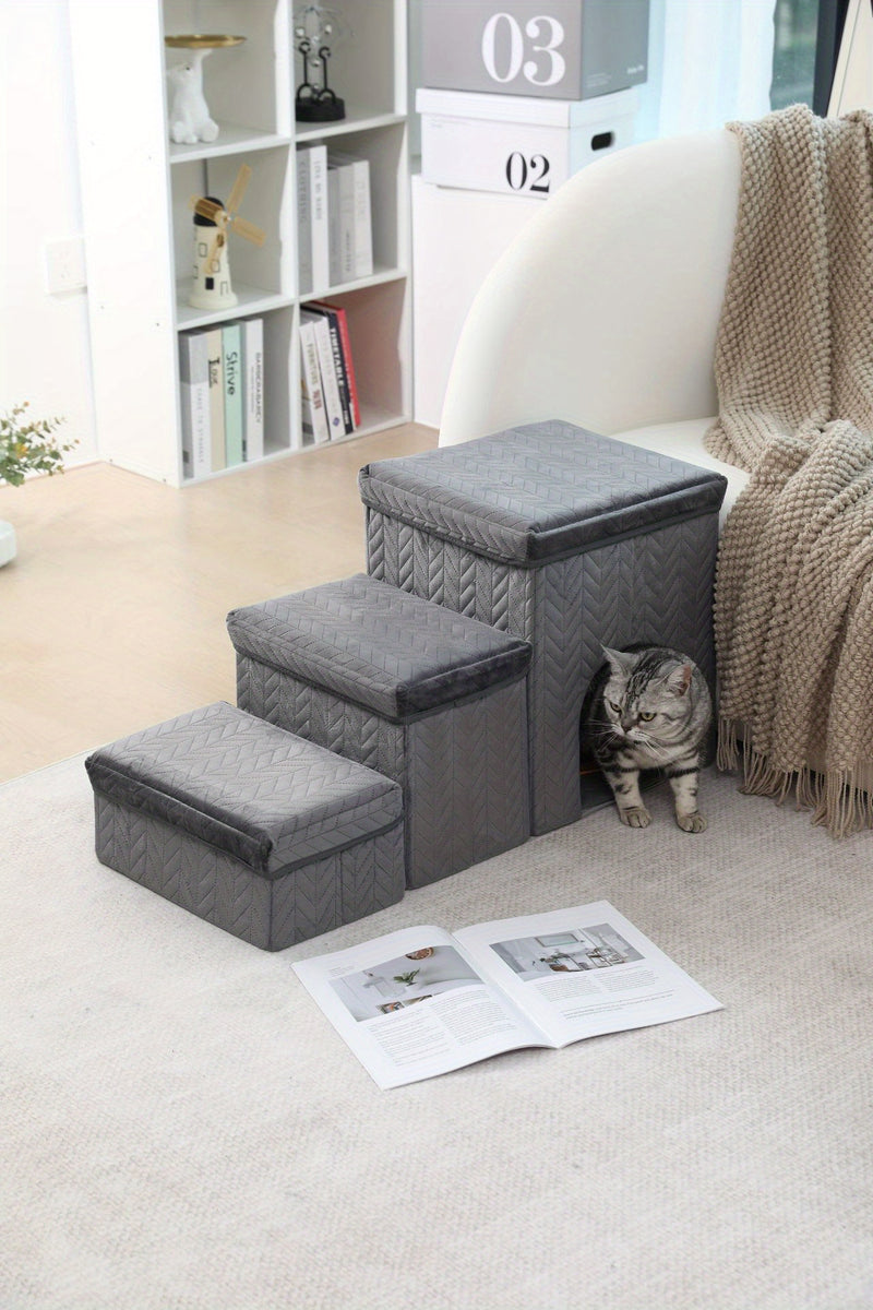 Escada Pet Dobrável – Para Cães | Escada Grande de Subida para Sofá, Cama ou Laterais da Cama | Leve, Prática e Fácil de Guardar