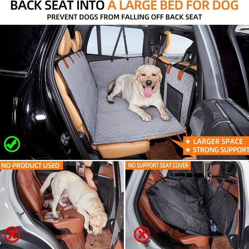 Almofada de Assento para Carro Pesada para Pets, Cama de Viagem para Cães, Cinza, Almofada de Assento para Cães no Carro, Rede de Viagem para Cães no Carro, Presente de Natal para Cães.
