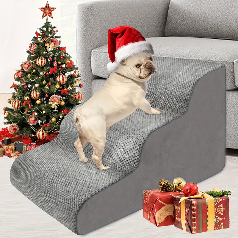 Escada Pet com 3 Degraus – Degraus Extra Largos e Superfície Antiderrapante | Ideal para Cães e Gatos Idosos ou com Dores nas Articulações