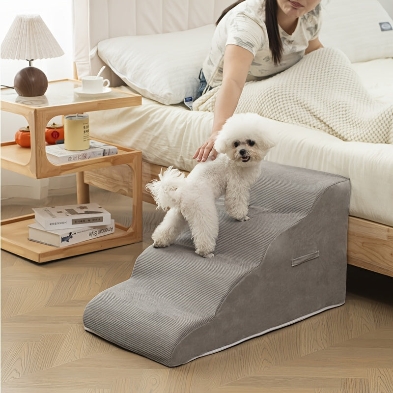 Escada Pet com 2, 3 ou 4 Degraus – Design Confortável com Estampa de Estrelas | Ideal para Cães e Gatos Idosos, Com Lesões ou Mobilidade Reduzida | Degraus em Espuma Resistente