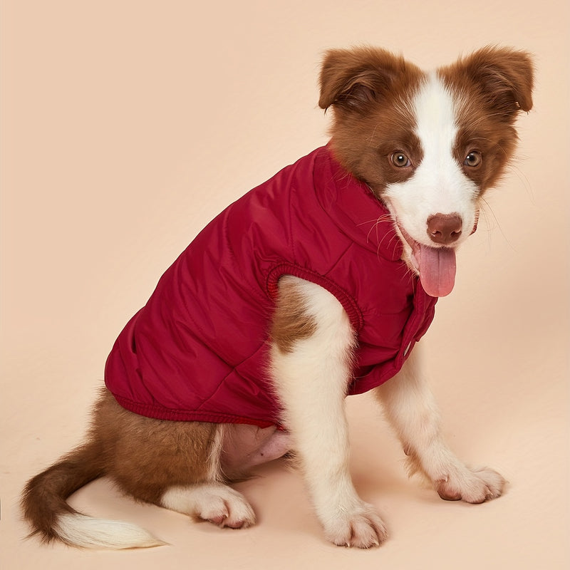 Casaco de Inverno para Cães de Cor Sólida, Acolchoado e Espesso, Jaqueta Confortável e Macia para Cães, Ideal para Clima Frio