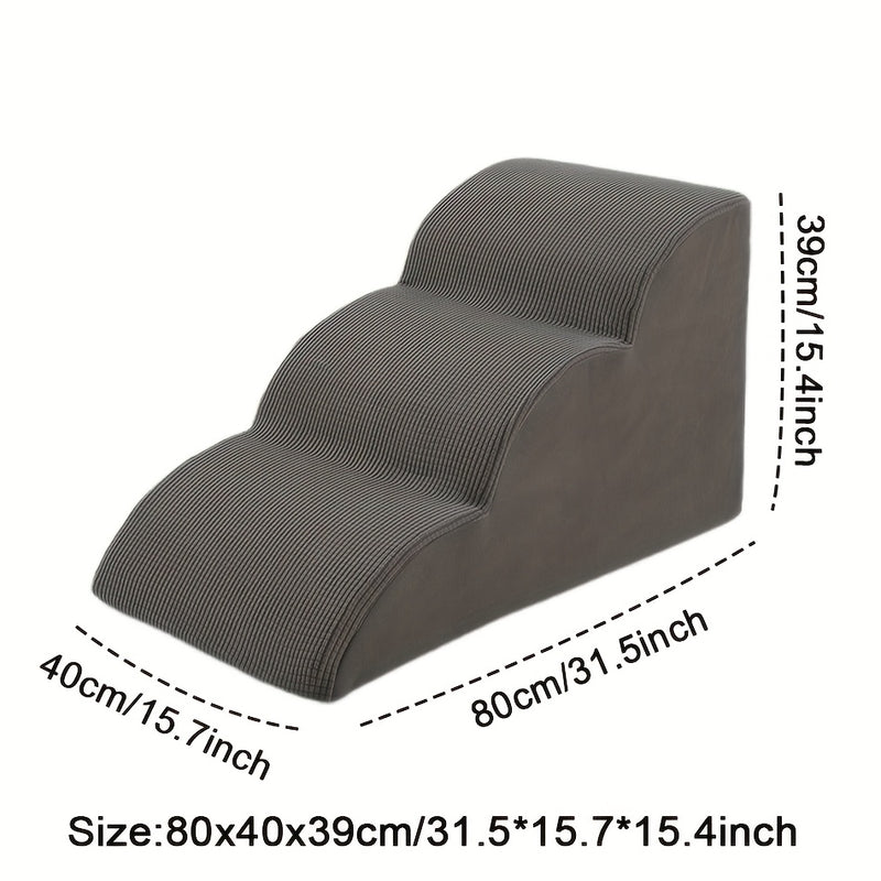 Escada rampa para cães com 3 degraus, para cães pequenos, médios e grandes – adequada para pets idosos – ideal para subir em sofás e camas, acessibilidade para sofá-cama, textura macia, material de esponja durável