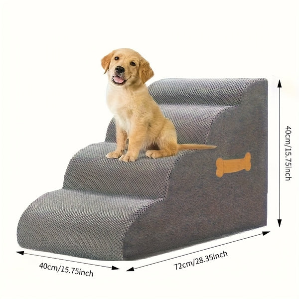 Escada Rampa para Pets Pequenos com Base Antiderrapante – Degraus Espessos de Espuma para Pets Idosos e Feridos, Subida Segura para Sofá/Cama, Degraus para Cães Pequenos, Design de Topo Arqueado