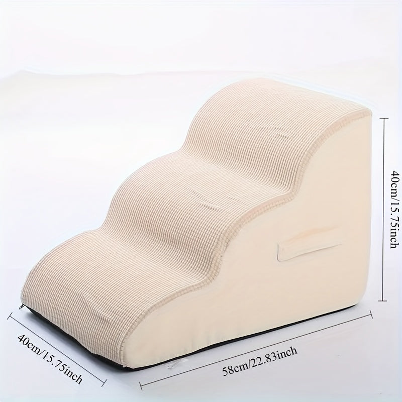 Escada Rampa para Cães e Gatos – Degraus Antiderrapantes de Espuma de Alta Densidade com Design Xadrez, Rampa Segura para Sofá, Cama ou Cômoda – Auxílio de Mobilidade Ideal para Cães e Gatos Pequenos a Médios