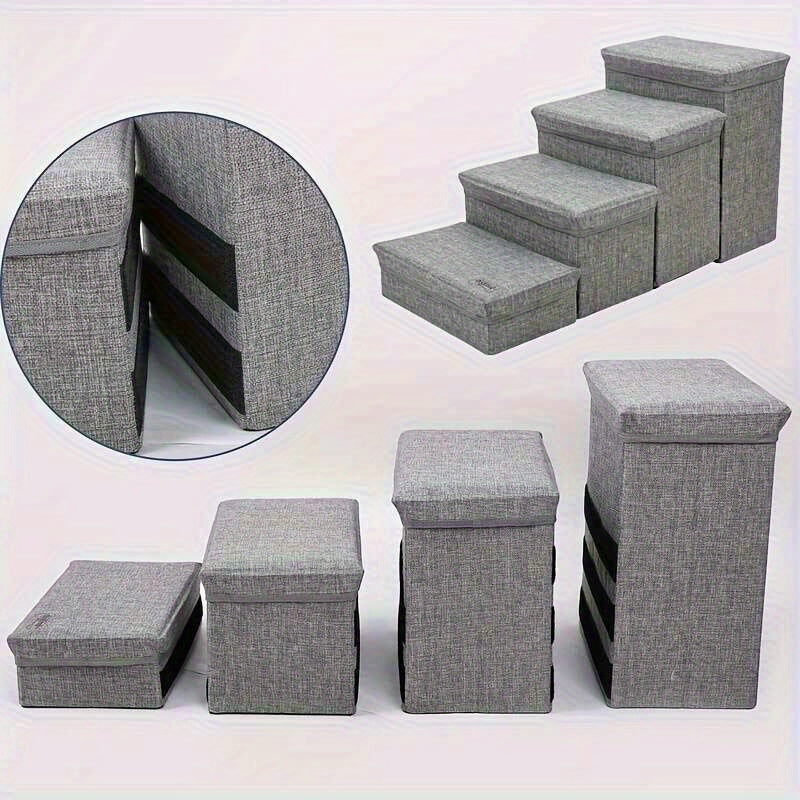 Escada Pet com 4 Níveis | Modular, Antiderrapante, com Espaço de Armazenamento | Casinha e Escada para Pets