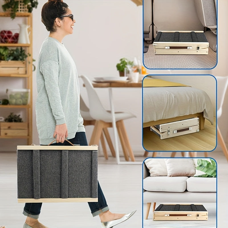 Escada e Rampa Pet de Madeira – Dobrável, Antiderrapante e com Altura Ajustável | Ideal para Cães | Acesso Seguro a Sofás e Camas