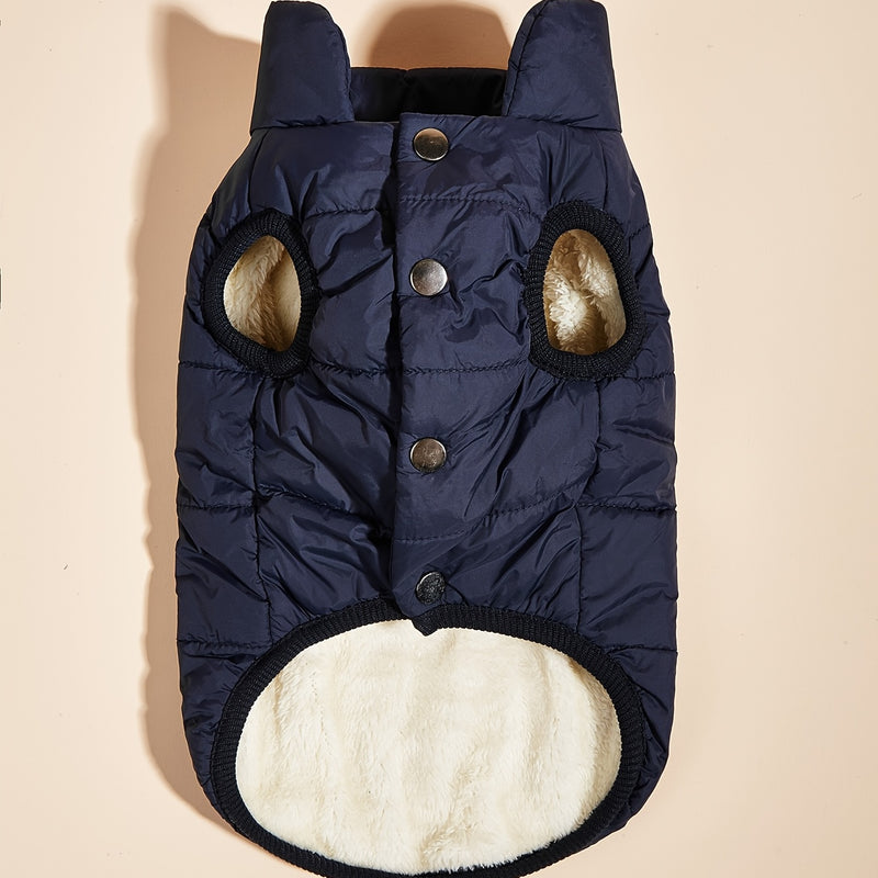 Casaco de Inverno para Cães de Cor Sólida, Acolchoado e Espesso, Jaqueta Confortável e Macia para Cães, Ideal para Clima Frio