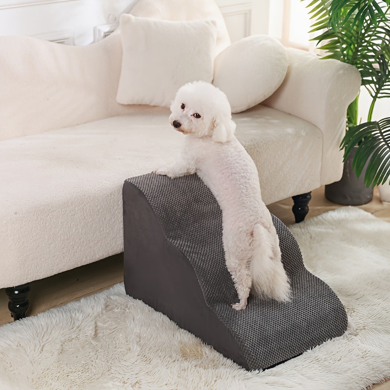 Escada para Pets para Subir e Descer do Sofá ou Cama – Modelo de Degraus de Espuma com Inclinação para Gatos e Cães Pequenos.