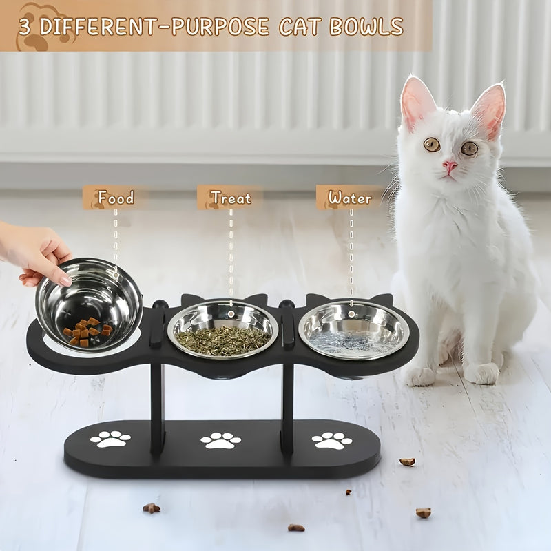 Tigela Elevada para Cães e Gatos, Tigela de Ração Inclinada em 15 Graus, Filhotes e Pets Pequenos, com 3 Suportes de Aço Inoxidável, Itens Essenciais para Pets, Fácil de Montar.