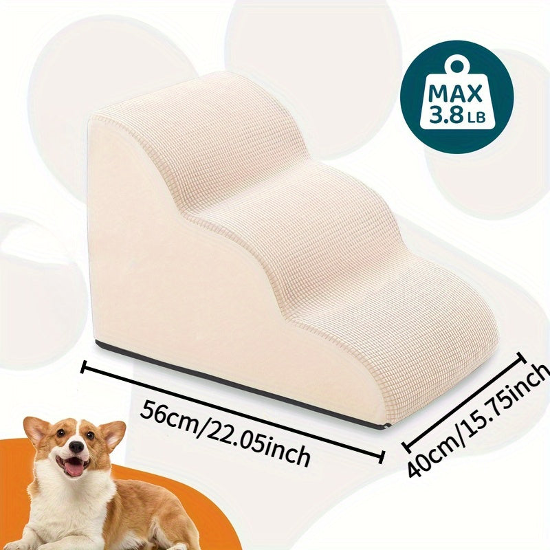 Rampa para pets com 2, 3 ou 4 degraus para cães e gatos – antiderrapante, lavável, rampa de fácil acesso com almofada macia para pets idosos ou machucados, rampa para pets | rampa moderna para pets | capa lavável