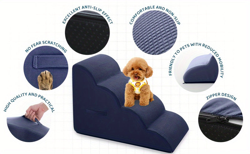 Rampa para pets com 2, 3 ou 4 degraus para cães e gatos – antiderrapante, lavável, rampa de fácil acesso com almofada macia para pets idosos ou machucados, rampa para pets | rampa moderna para pets | capa lavável