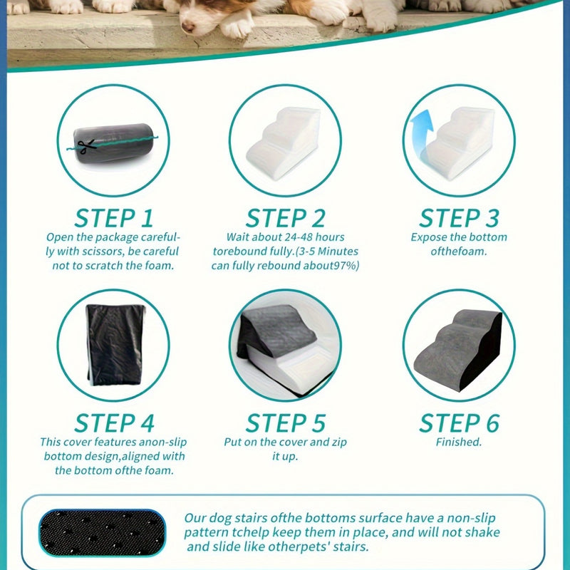 Escada Pet para Camas Altas — Com 2, 3 ou 4 Degraus | Ideal para Cães e Gatos de Pequeno a Médio Porte