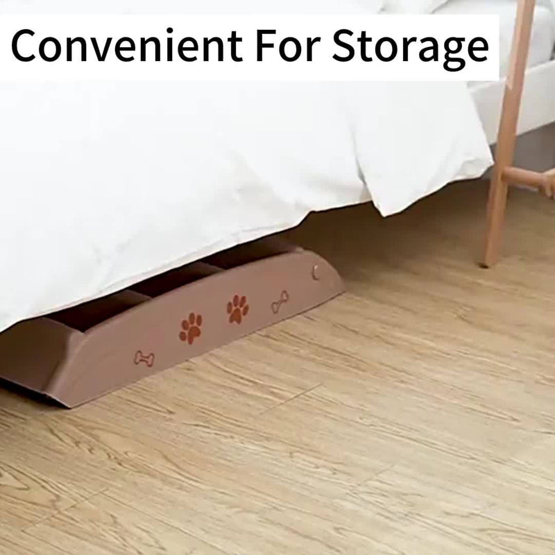 Escada para Pets para Cães e Gatos, Rampa Dobrável de 4 Degraus com Tapete Antiderrapante, Escada de Plástico Durável para Acesso Fácil a Camas e Sofás, Adequada para Pets Pequenos e Grandes, Suporta até 65kg.