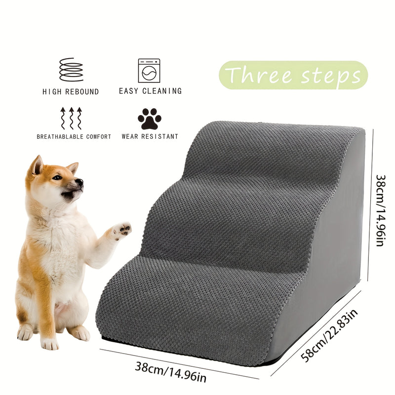 Escada Pet com 2, 3, 4 ou 5 Degraus – Para Cães e Gatos | Superfície Almofadada, Antiderrapante e Tecido Lavável | Ideal para Pets de Pequeno, Médio e Grande Porte | Acesso Fácil a Sofás e Camas