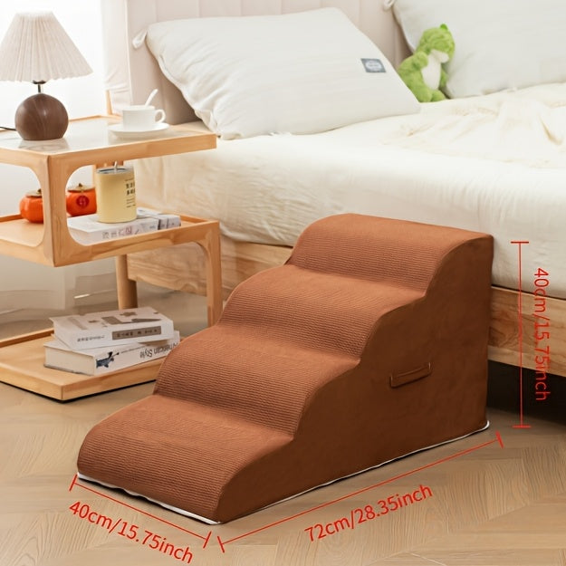 Rampa Pet com Degraus Seguros e Laváveis | Design Diagonal com Espuma de Alta Densidade | Revestimento em Flanela Macia
