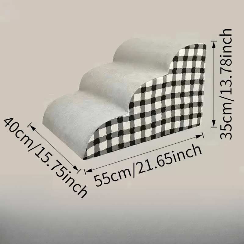 Escada Rampa 2 em 1 para Cães Idosos – Degraus Antiderrapantes de Espuma de Alta Densidade com Design Xadrez, Escada Segura para Sofá, Cama ou Cômoda – Auxílio de Mobilidade Ideal para Cães e Gatos Pequenos a Médios