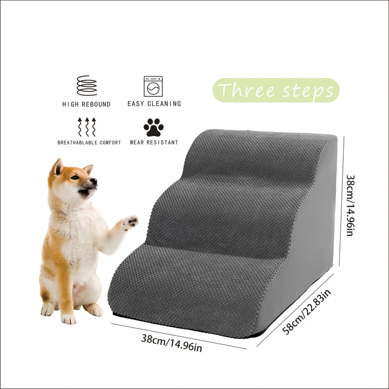 Escada Pet com 2, 3, 4 ou 5 Degraus – Para Cães e Gatos | Superfície Almofadada, Antiderrapante e Tecido Lavável | Ideal para Pets de Pequeno, Médio e Grande Porte | Acesso Fácil a Sofás e Camas