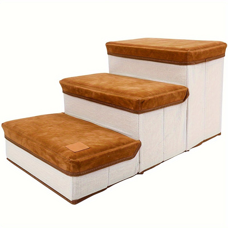 Escada Pet Dobrável com Armazenamento – Para Cães de Pequeno Porte | Degraus para Subir em Camas, Sofás e Poltronas Altas | Leve, Prática e Funcional