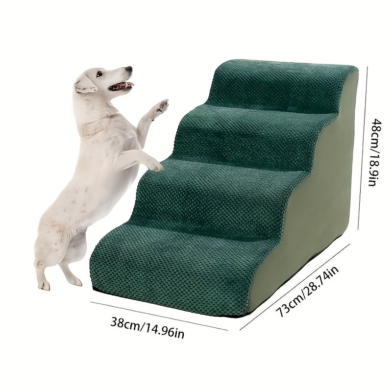 Escada Pet com 2, 3, 4 ou 5 Degraus – Para Cães e Gatos | Superfície Almofadada, Antiderrapante e Tecido Lavável | Ideal para Pets de Pequeno, Médio e Grande Porte | Acesso Fácil a Sofás e Camas