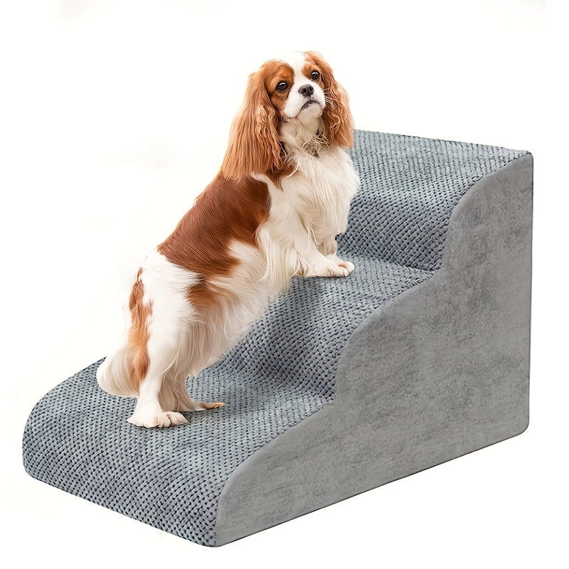 Escada Pet Curvada – Ideal para Camas e Sofás Altos | Várias Alturas Disponíveis | Degraus em Espuma Antiderrapante e Lavável | Para Cães de Pequeno Porte e Gatos