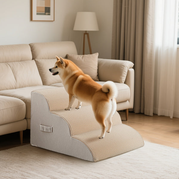 Escada rampa para cães com 3 degraus, para cães pequenos, médios e grandes – adequada para pets idosos – ideal para subir em sofás e camas, acessibilidade para sofá-cama, textura macia, material de esponja durável